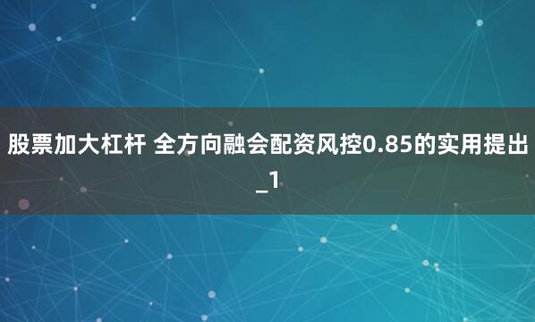 股票加大杠杆 全方向融会配资风控0.85的实用提出_1